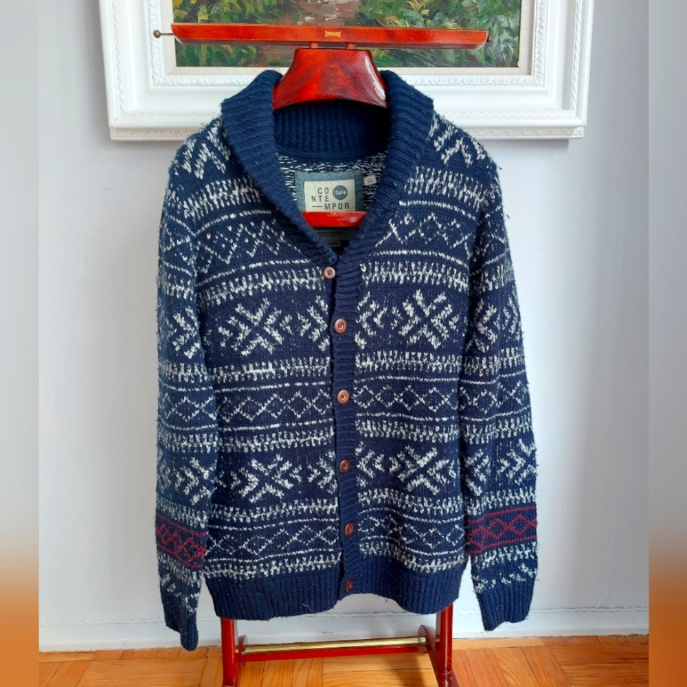 Wool-blend Shawl Collar Sweater - XL